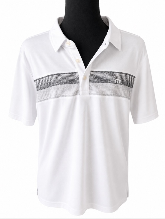 Travis Mathew Other - TravisMathew Men’s White Chest Stripe Performance Golf Polo L